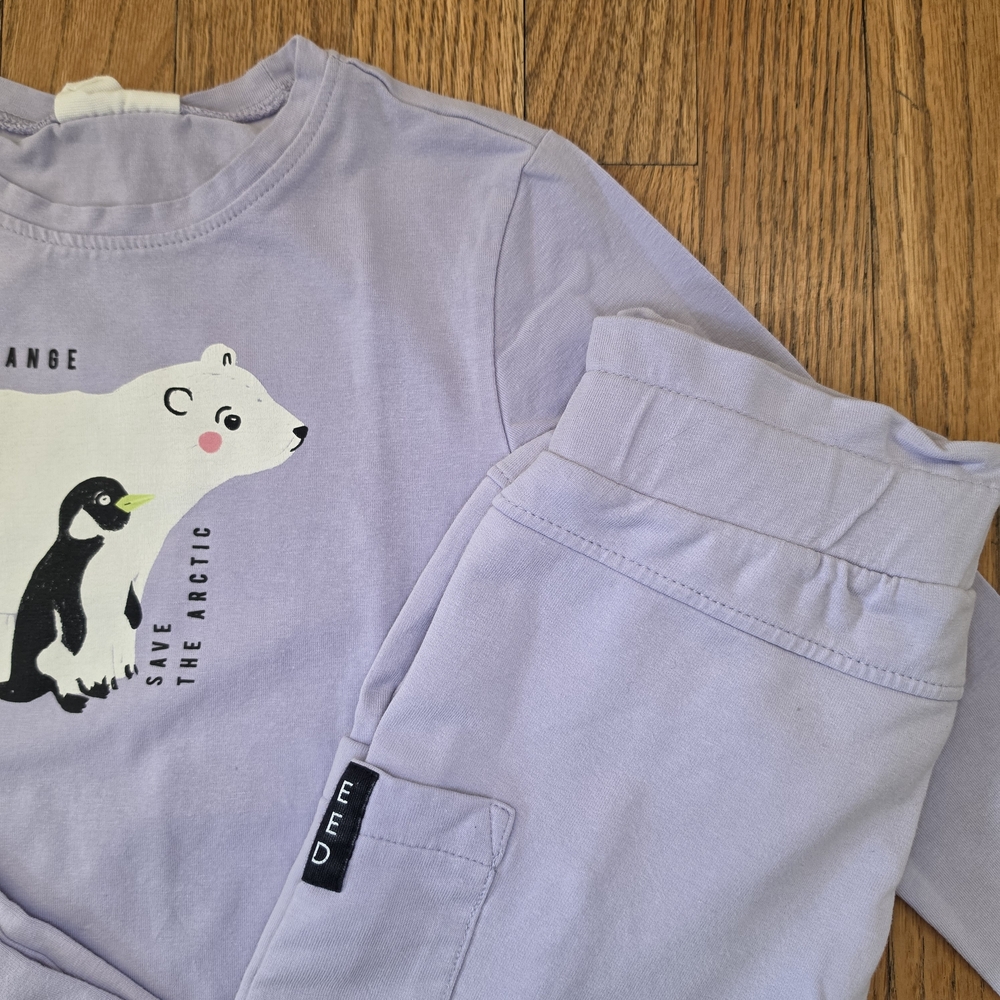 Croccodrillo Lilac Matching Set with Polar Bear & Penguin Graphic Girls Size 7